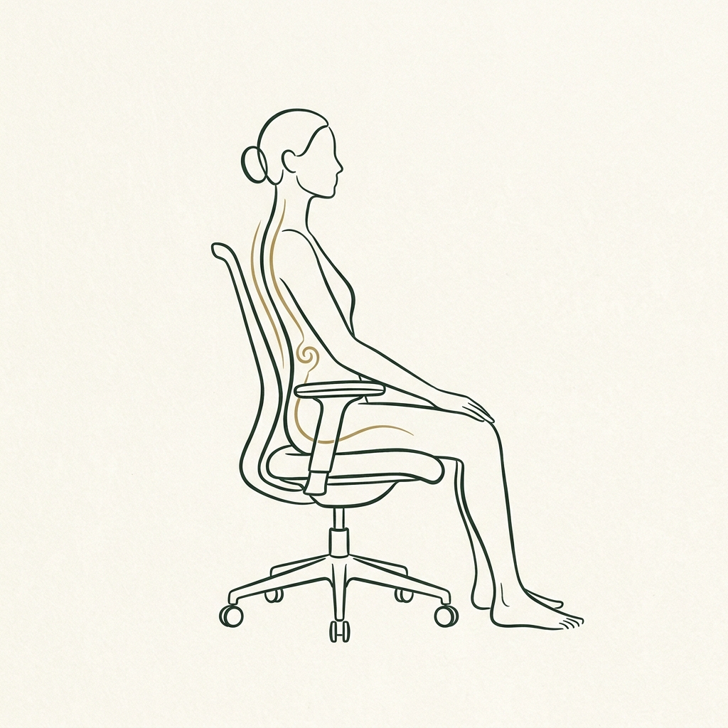 Line illustration of a person sitting comfortably in everyday clothes